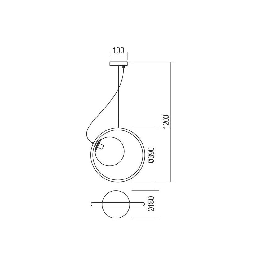 Redo 01-2322 - Pakabinamas sietynas KLEIDI 1xE27/42W/230V diametras 39 cm juoda