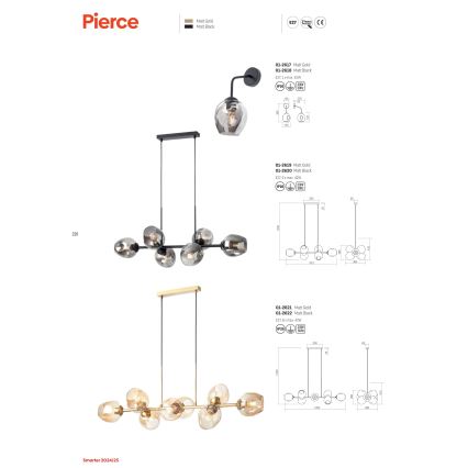 Redo 01-2618 - Sieninis šviestuvas PIERCE 1xE27/42W/230V juoda/dūminis