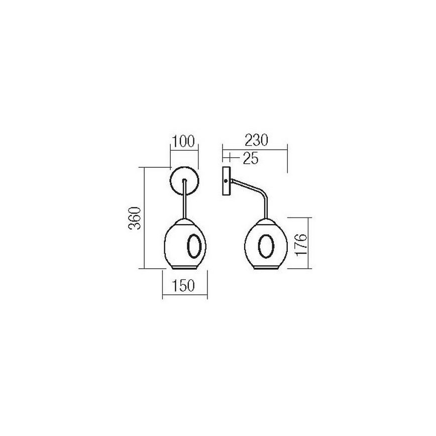 Redo 01-2618 - Sieninis šviestuvas PIERCE 1xE27/42W/230V juoda/dūminis