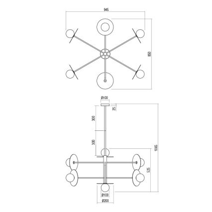Redo 01-2733 - Sietynas ant stulpo PLATO 6xG9/10W/230V auksas