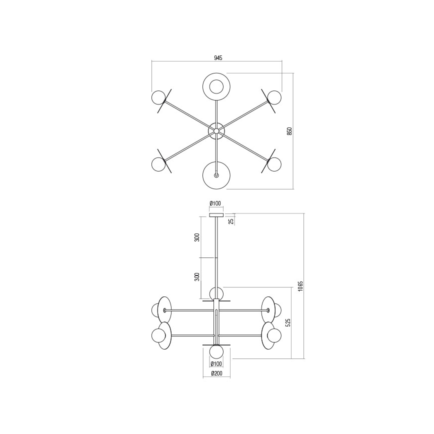 Redo 01-2733 - Sietynas ant stulpo PLATO 6xG9/10W/230V auksas