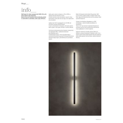Redo 01-2771 - LED sieninis šviestuvas WAPI LED/30W/230V 119 cm juoda