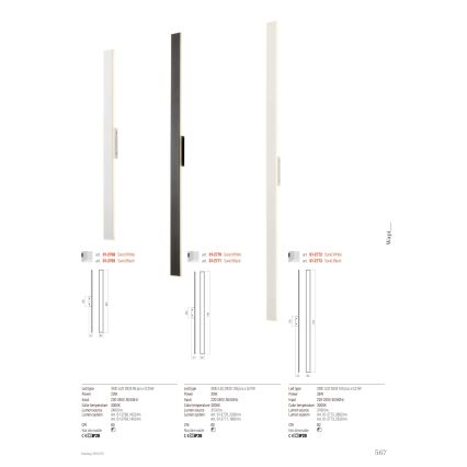 Redo 01-2771 - LED sieninis šviestuvas WAPI LED/30W/230V 119 cm juoda