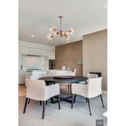 Redo 01-2943 - Pakabinama liustra su stiebu MUNDI 6xE14/28W/230V varinė/dūminė