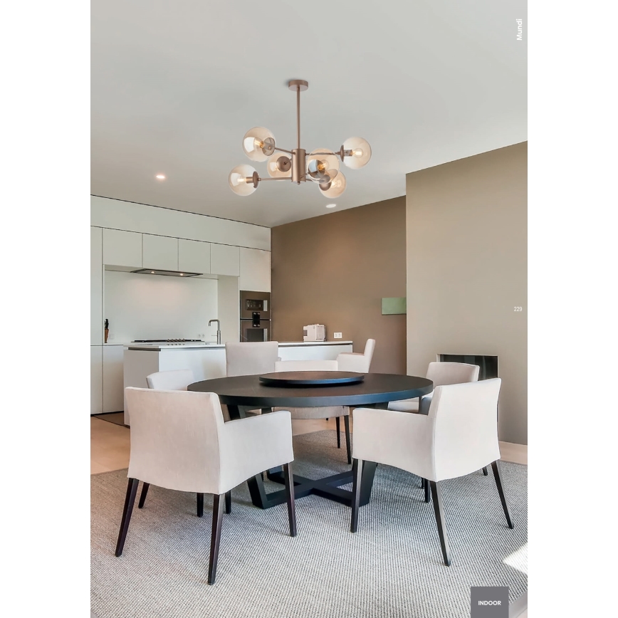 Redo 01-2943 - Pakabinama liustra su stiebu MUNDI 6xE14/28W/230V varinė/dūminė