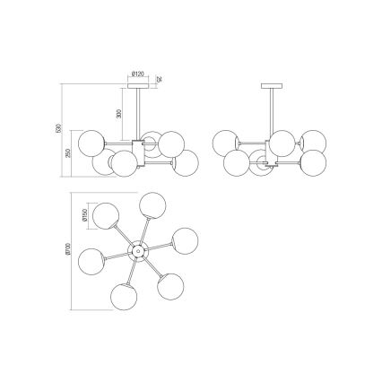 Redo 01-2943 - Sietynas ant stulpo MUNDI 6xE14/28W/230V varis