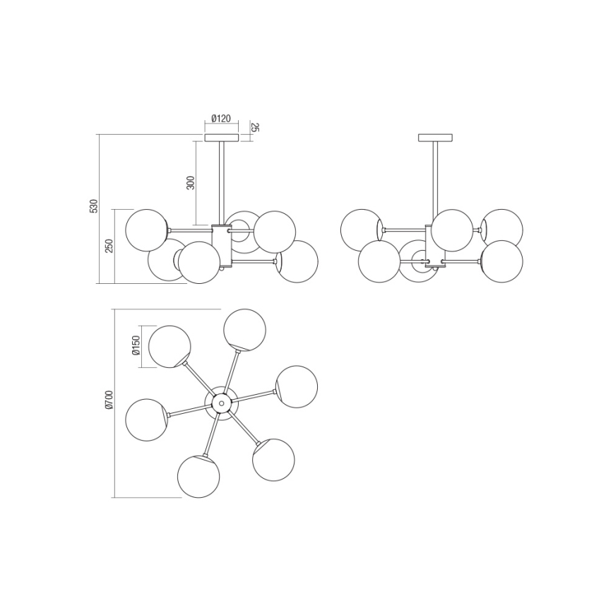 Redo 01-2943 - Sietynas ant stulpo MUNDI 6xE14/28W/230V varis