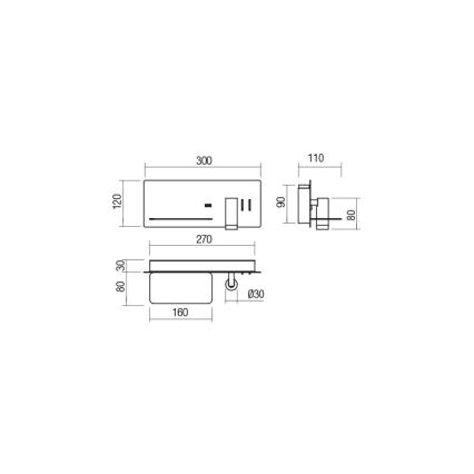 Redo 01-2985 - LED sieninis akcentinis šviestuvas BROOK LED/8W/230V + LED/3W USB CRI 90 juoda kairė