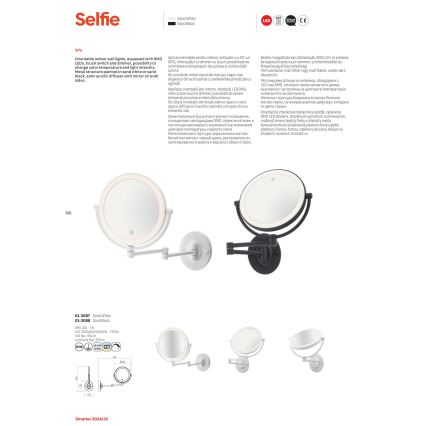 Redo 01-3087 – LED pritemdomas jutiklinis kosmetinis veidrodis SELFIE LED/7W/230V 3000/4000/6000K baltas
