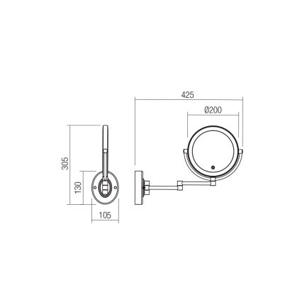 Redo 01-3087 – LED pritemdomas jutiklinis kosmetinis veidrodis SELFIE LED/7W/230V 3000/4000/6000K baltas