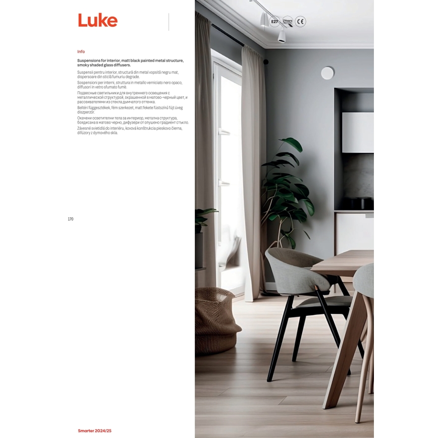 Redo 01-3197 - Pakabinamas sietynas LUKE 3xE27/42W/230V diametras 46 cm juoda