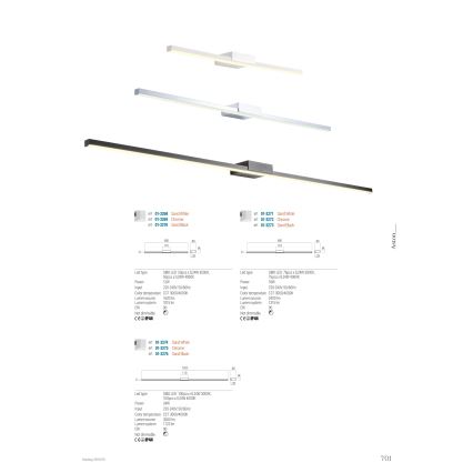 Redo 01-3268 - LED vonios veidrodžio apšvietimas ASTON LED/12W/230V 60 cm CRI 90 IP44 balta