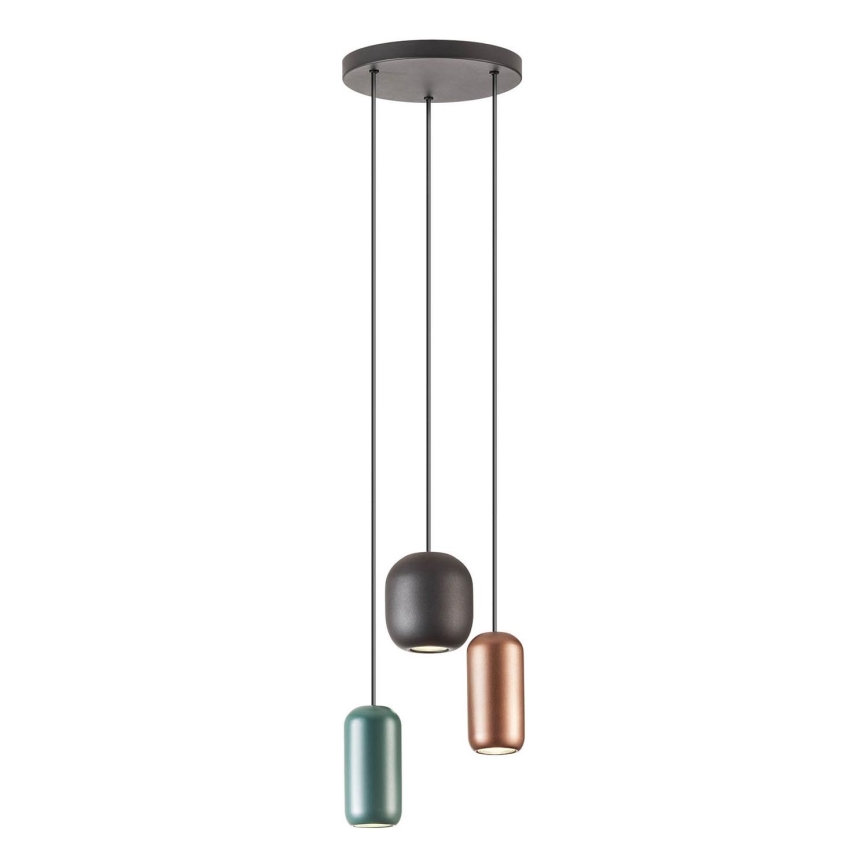 Redo 01-3480 - Pakabinamas sietynas BOOM 3xGU10/10W/230V diametras 33 cm juoda/žalia/ruda