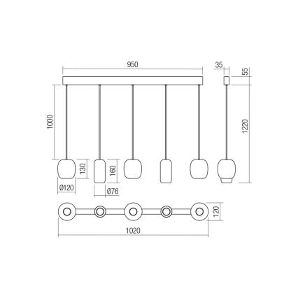 Redo 01-3481 - Pakabinamas sietynas BOOM 5xGU10/10W/230V juoda/žalia/ruda