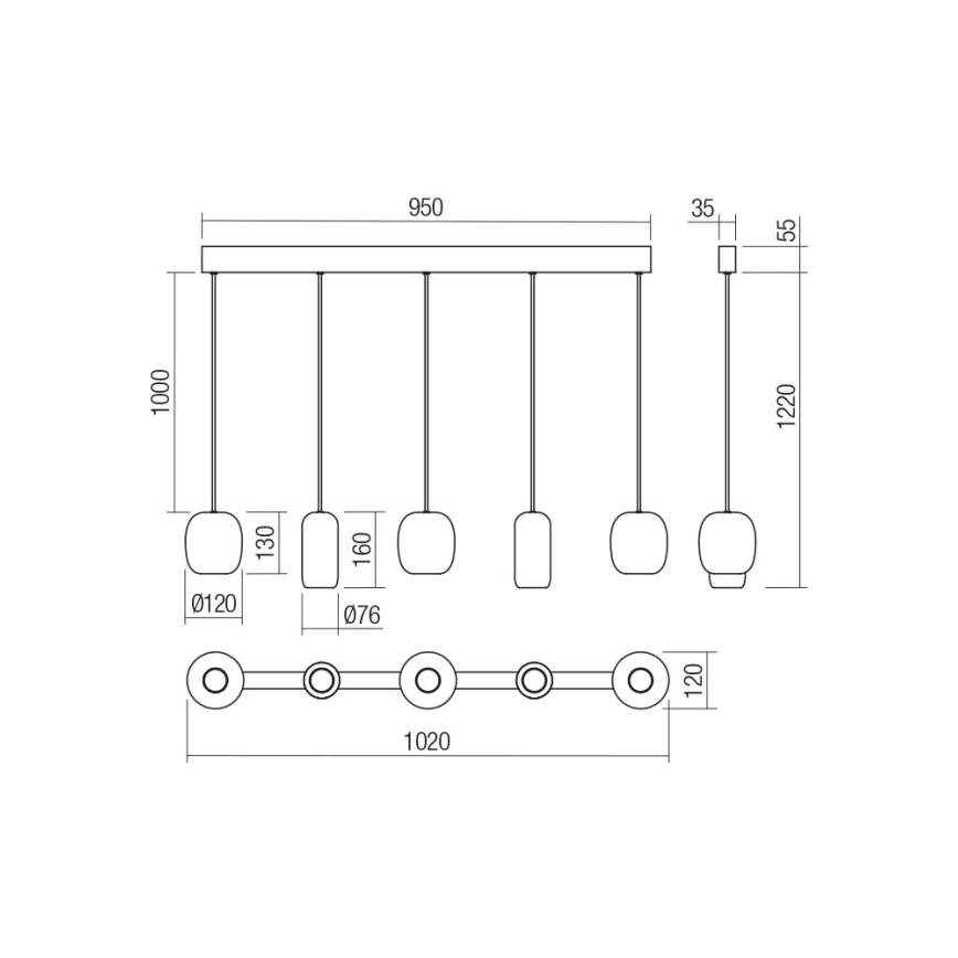 Redo 01-3481 - Pakabinamas sietynas BOOM 5xGU10/10W/230V juoda/žalia/ruda