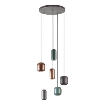 Redo 01-3482 - Pakabinamas sietynas BOOM 6xGU10/10W/230V diametras 48 cm juoda/žalia/ruda