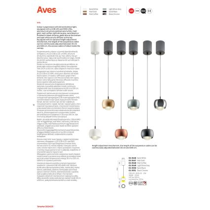Redo 01-3548 - LED Pakabinamas sietynas AVES LED/12W/230V diametras 9,6 cm CRI 90 varis