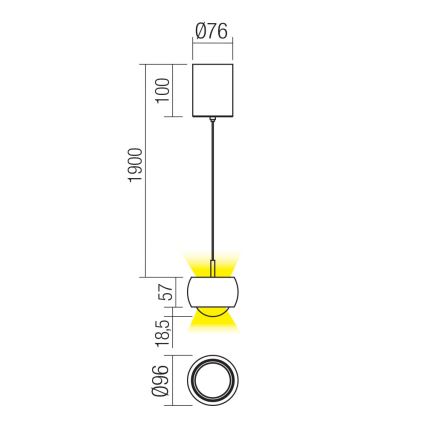 Redo 01-3548 - LED Pakabinamas sietynas AVES LED/12W/230V diametras 9,6 cm CRI 90 varis