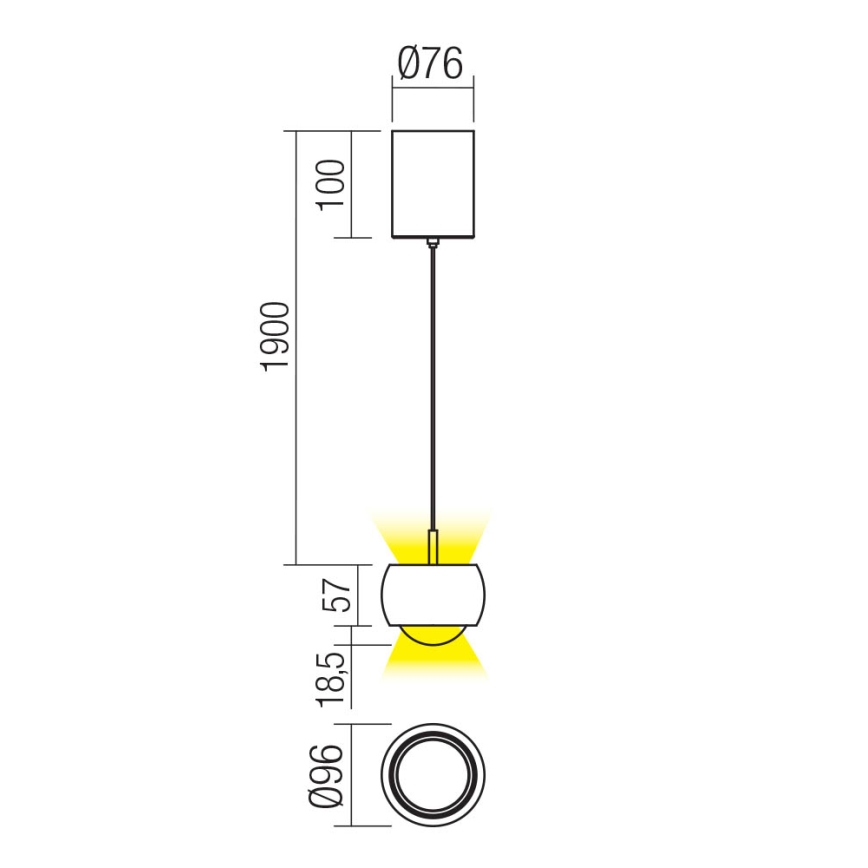 Redo 01-3548 - LED Pakabinamas sietynas AVES LED/12W/230V diametras 9,6 cm CRI 90 varis