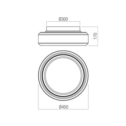 Redo 01-3590 - LED lubinis šviestuvas SOLERA LED/36W/230V diametras 45 cm CRI 93 3000/4000K pilka