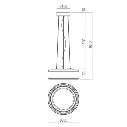 Redo 01-3591 - LED Pakabinamas sietynas SOLERA LED/24W/230V diametras 35 cm CRI 93 3000/4000K pilka