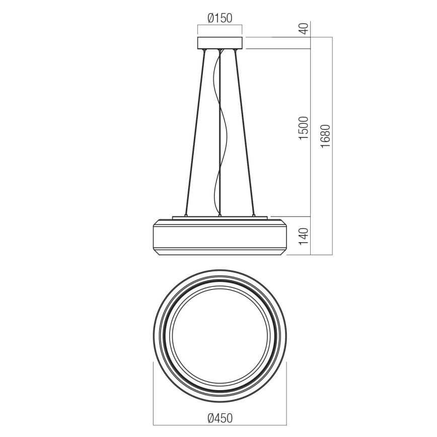 Redo 01-3592 - LED Pakabinamas sietynas SOLERA LED/36W/230V diametras 45 cm CRI 93 3000/4000K pilka