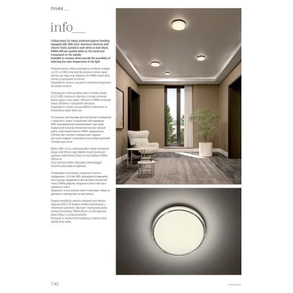 Redo 01-3735 - LED lubinis vonios šviestuvas FRISBI LED/12W/230V diametras 23 cm CRI 90 3000/4000K IP44 juoda
