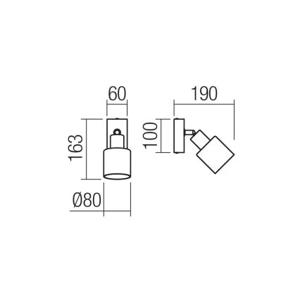 Redo 01-3984 - Sieninis akcentinis šviestuvas ROTIS 1xE14/15W/230V