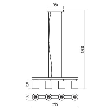 Redo 01-3986 - Pakabinamas sietynas ROTIS 4xE27/15W/230V