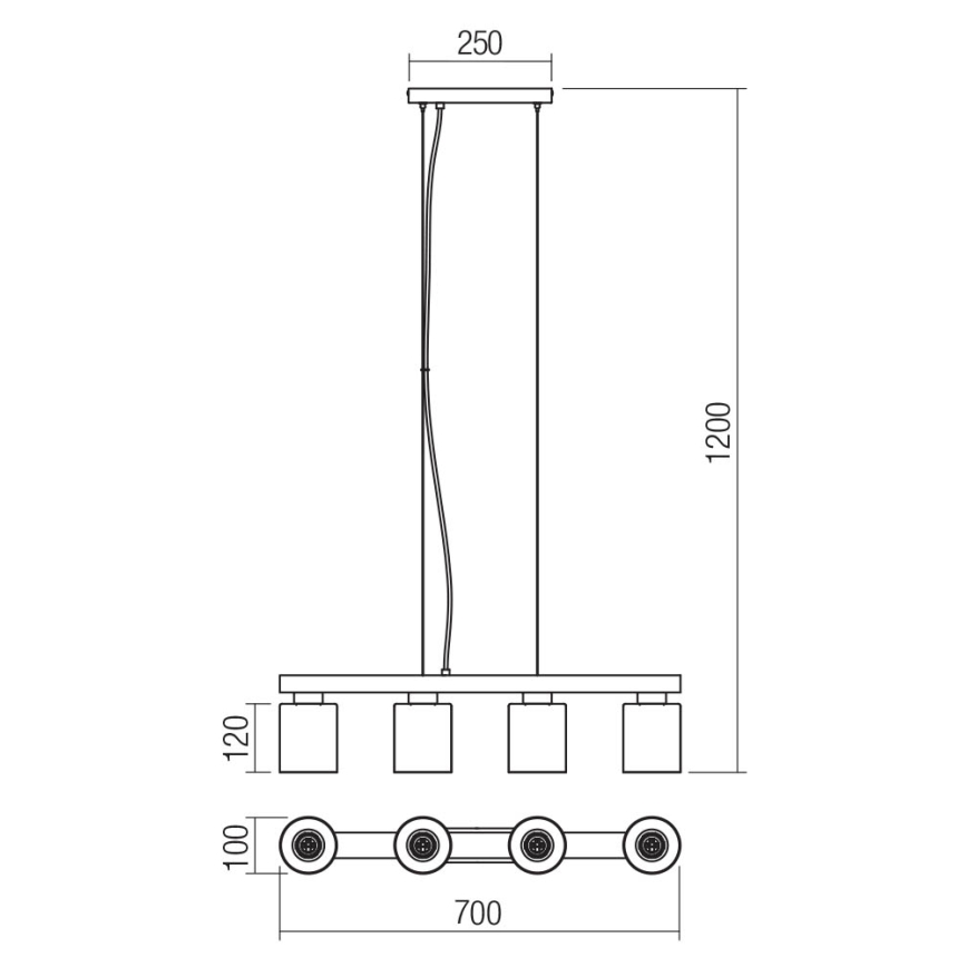 Redo 01-3986 - Pakabinamas sietynas ROTIS 4xE27/15W/230V