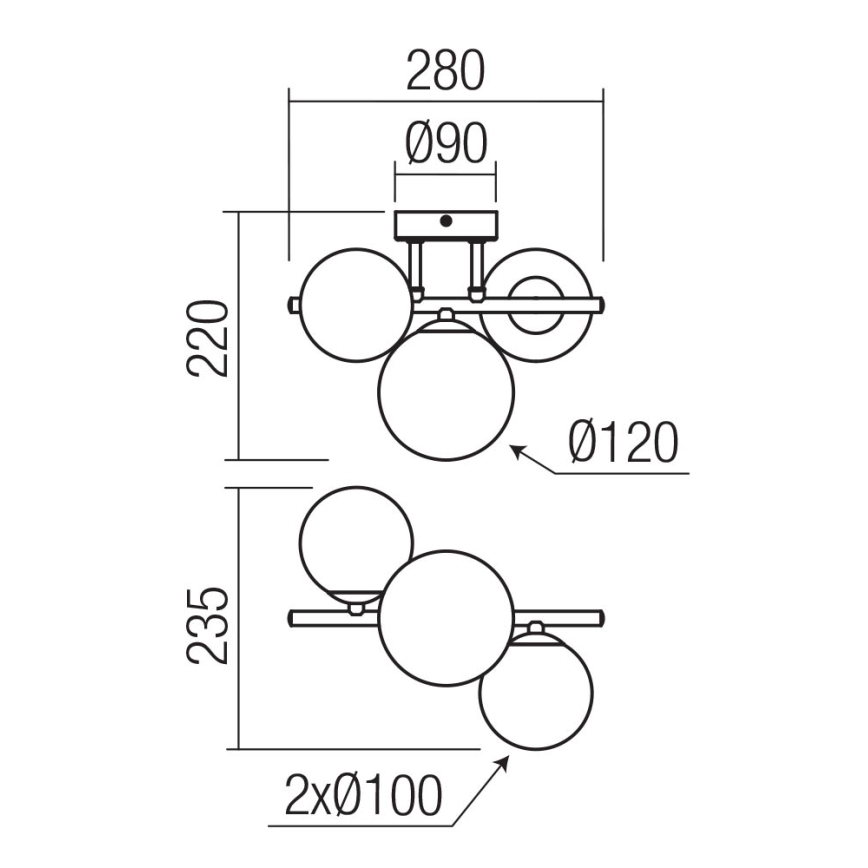 Redo 01-3988 - Tvirtinamas sietynas ASTRA 3xG9/8W/230V juoda