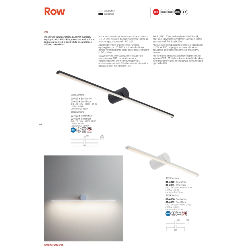 Redo 01-4034 - LED vonios veidrodžio apšvietimas ROW LED/18W/230V 90 cm IP44 balta