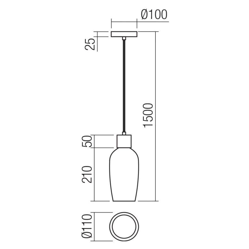 Redo 01-4044 - Pakabinamas sietynas ATLANTIS 1xE27/42W/230V diametras 11 cm juoda