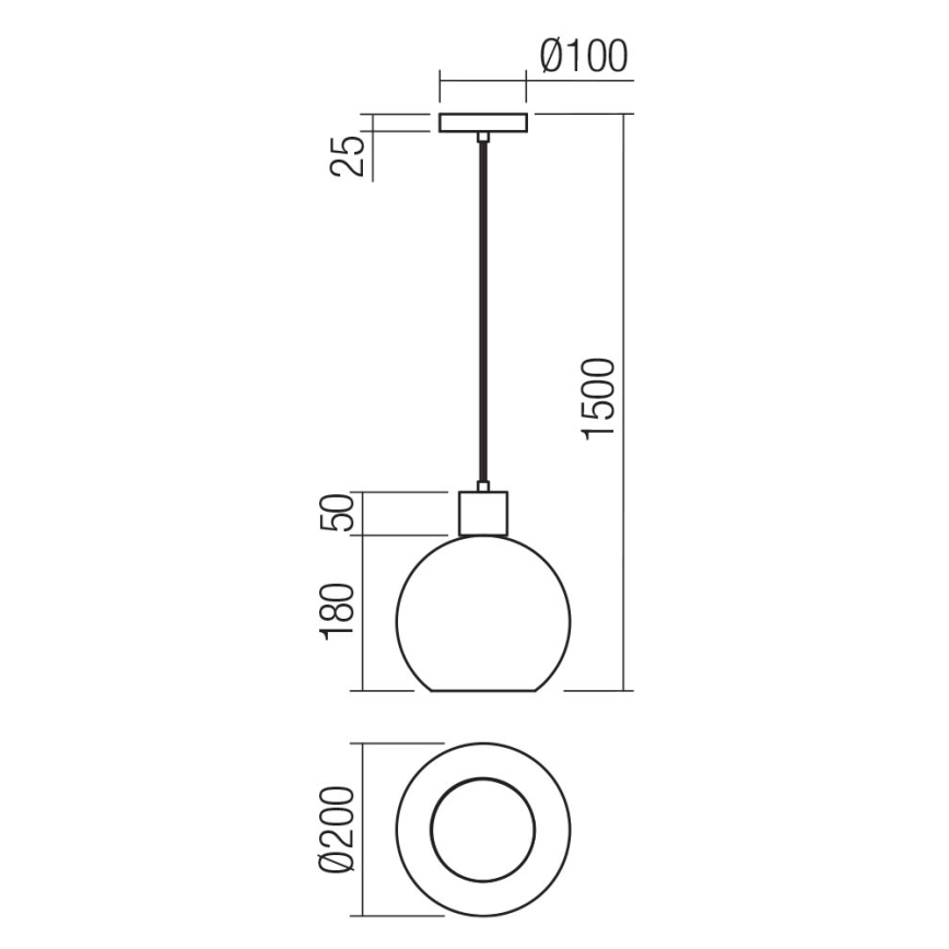 Redo 01-4045 - Pakabinamas sietynas ATLANTIS 1xE27/42W/230V diametras 20 cm juoda