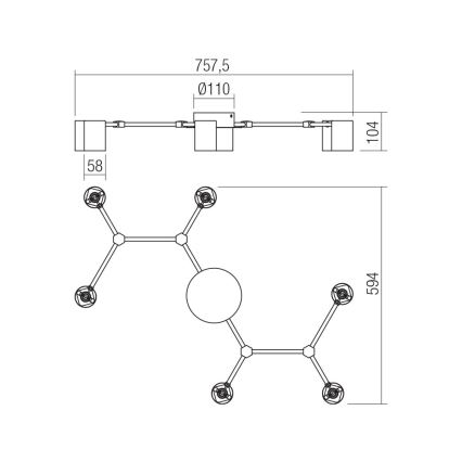 Redo 01-4048 - Akcentinis apšvietimas WEBB 6xGU10/10W/230V juoda