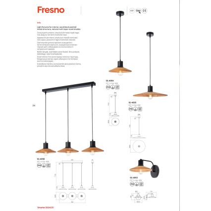 Redo 01-4053 - Sieninis šviestuvas FRESNO 1xE27/42W/230V