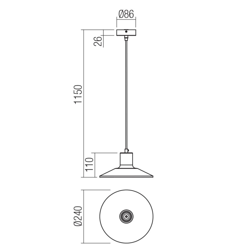 Redo 01-4054 - Pakabinamas sietynas FRESNO 1xE27/42W/230V diametras 24 cm