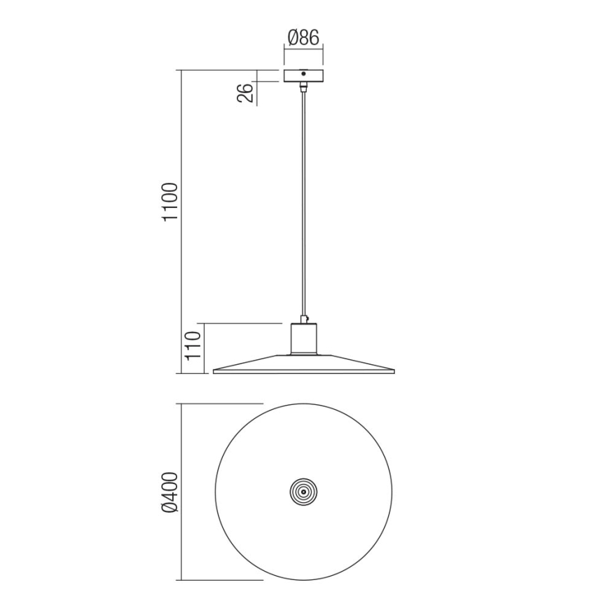 Redo 01-4055 - Pakabinamas sietynas FRESNO 1xE27/42W/230V diametras 40 cm
