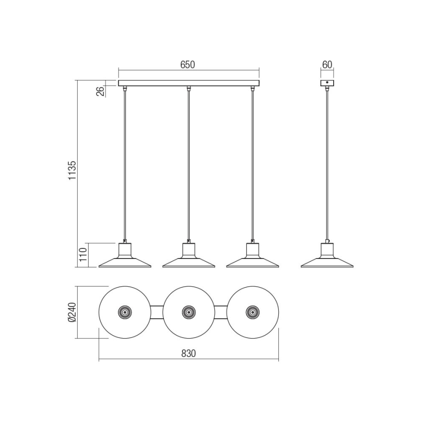 Redo 01-4056 - Pakabinamas sietynas FRESNO 3xE27/42W/230V
