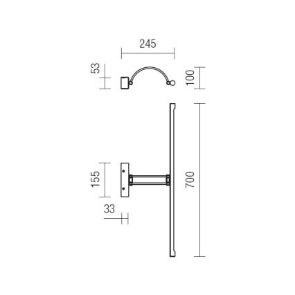 Redo 01-458 - LED paveiklo šviestuvas IKON LED/18W/230V 70 cm blizgus chromas