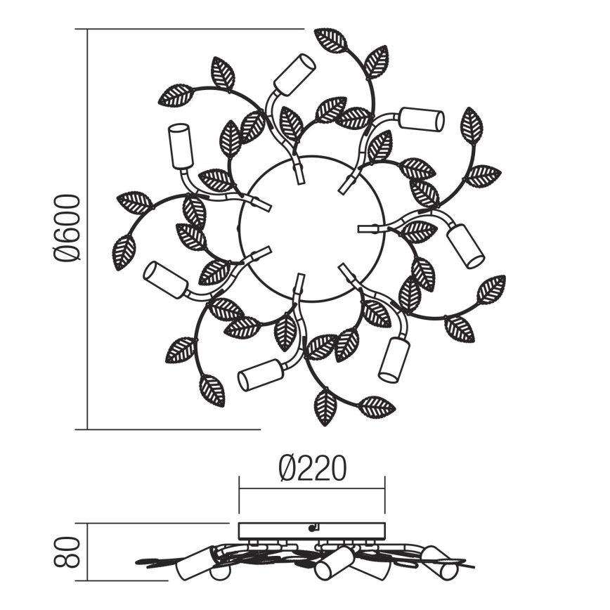 Redo 02-981 - Ant pagrindo montuojamas sietynas TIARA 7xE14/28W/230V