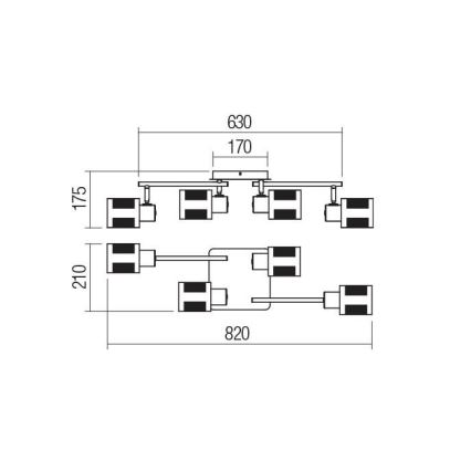 Redo 04-522 - Ant pagrindo montuojamas sietynas BASKET 4xE27/42W/230V bronzos