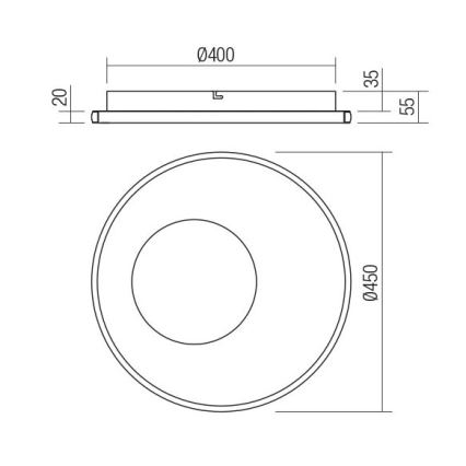 Redo 05-959 - LED Pritemdomas lubinis šviestuvas SINTESI LED/45W/230V diametras 45 cm 3000-6000K + nuotolinio valdymo pultas