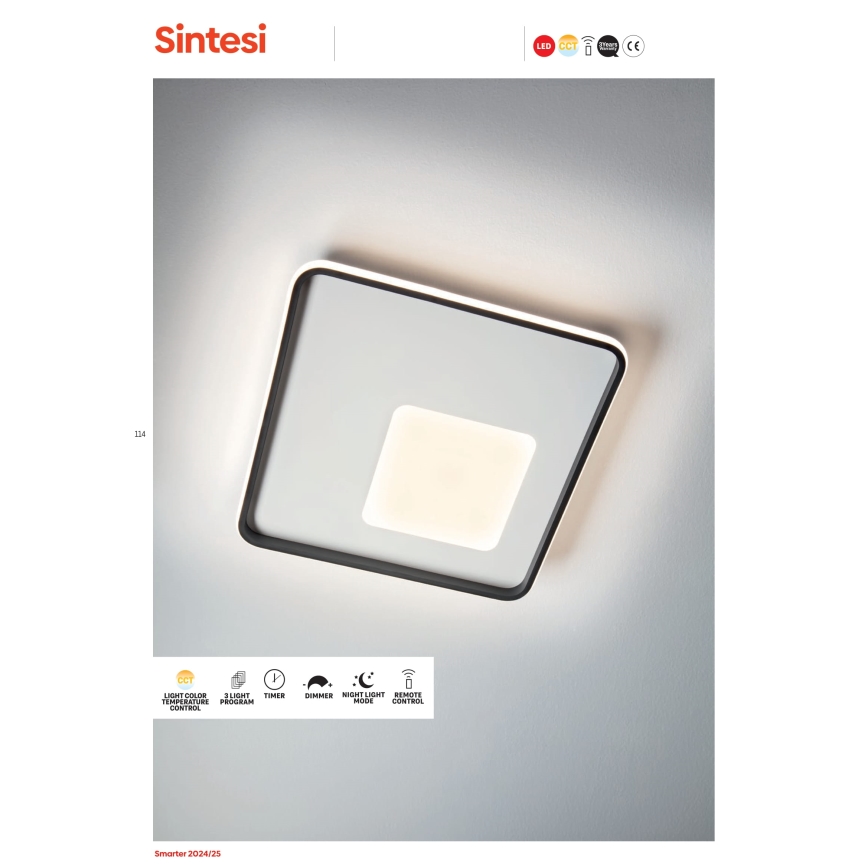 Redo 05-961 - LED Pritemdomas lubinis šviestuvas SINTESI LED/53W/230V 45x45 cm 3000-6000K + nuotolinio valdymo pultas