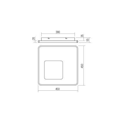 Redo 05-961 - LED Pritemdomas lubinis šviestuvas SINTESI LED/53W/230V 45x45 cm 3000-6000K + nuotolinio valdymo pultas