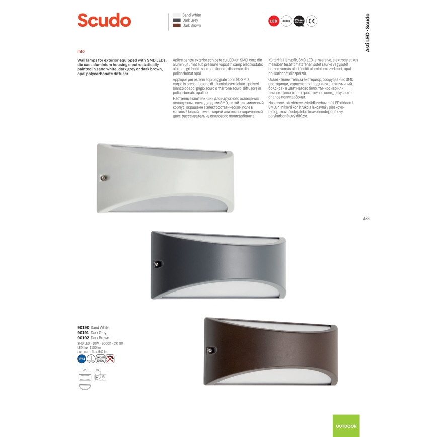 Redo 90192 - LED sieninis lauko šviestuvas SCUDO LED/10W/230V 3000K IP54 ruda
