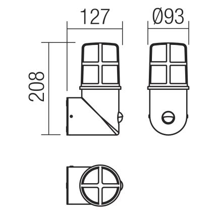 Redo 90199 – Lauko šviestuvas su jutikliu TRITON 1xE27/28W/230V IP54 žalvaris