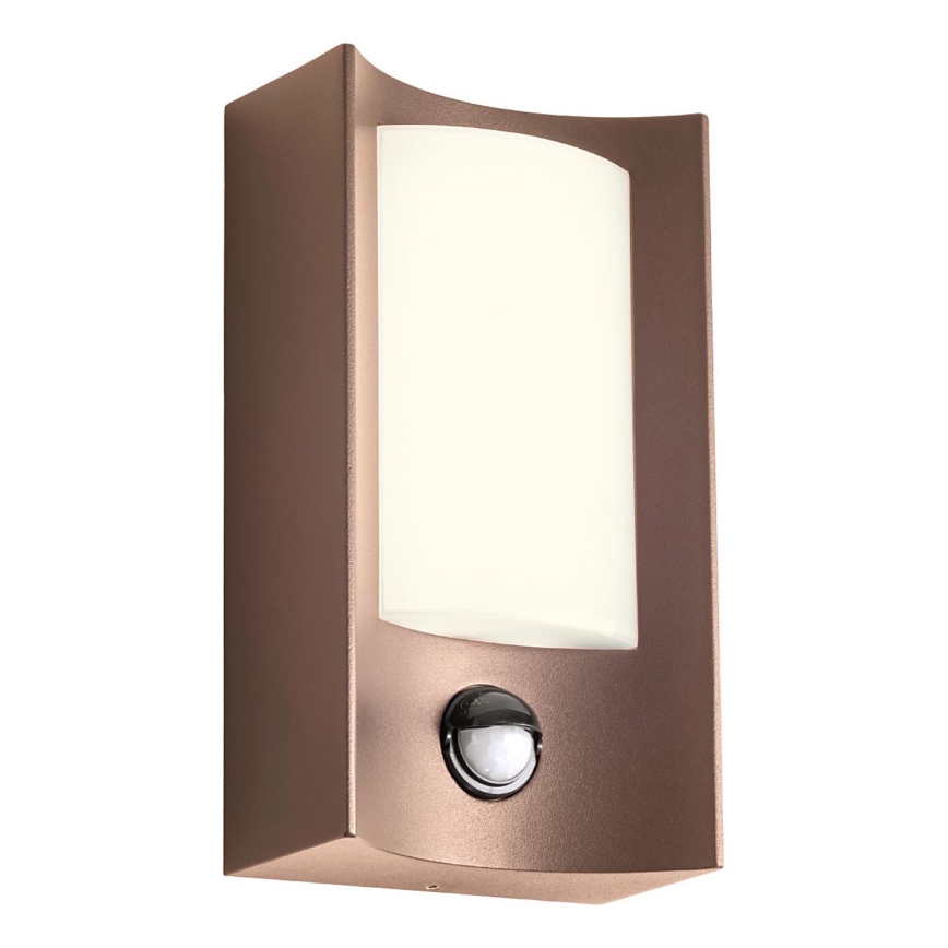 Redo 90487 - LED Lauko sieninis šviestuvas su jutikliu WARP LED/8W/230V 3000K IP44 ruda