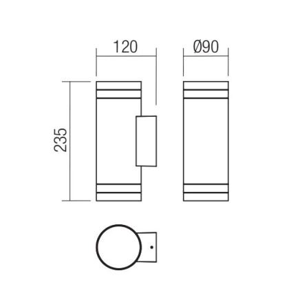 Redo 90518 - Lauko sieninis šviestuvas CARGO 2xGU10/28W/230V IP54 antracitas