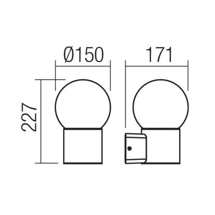 Redo 90640 - Lauko sieninis šviestuvas BULK 1xE27/28W/230V IP44 antracitas